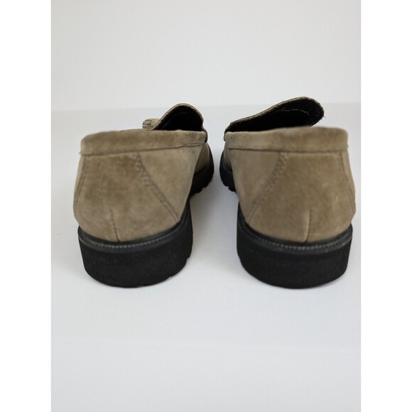 LL Bean Tasseled Leather Loafers Moccasins Women 7 M Tan Suede Rubber Soles - Picture 8 of 10